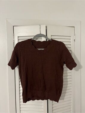 SHEIN chocolate brown short sleeve sweater